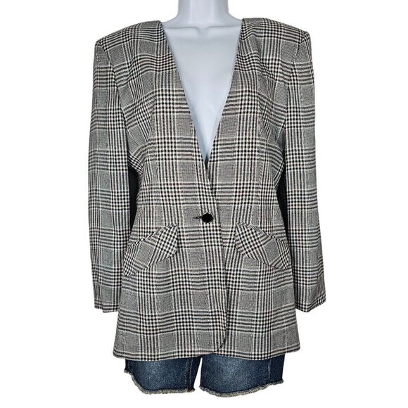 Norton Mc Naughton Vintage Plaid Blazer Jacket Single Button Faux Pockets Sz. 10 - Picture 1 of 11